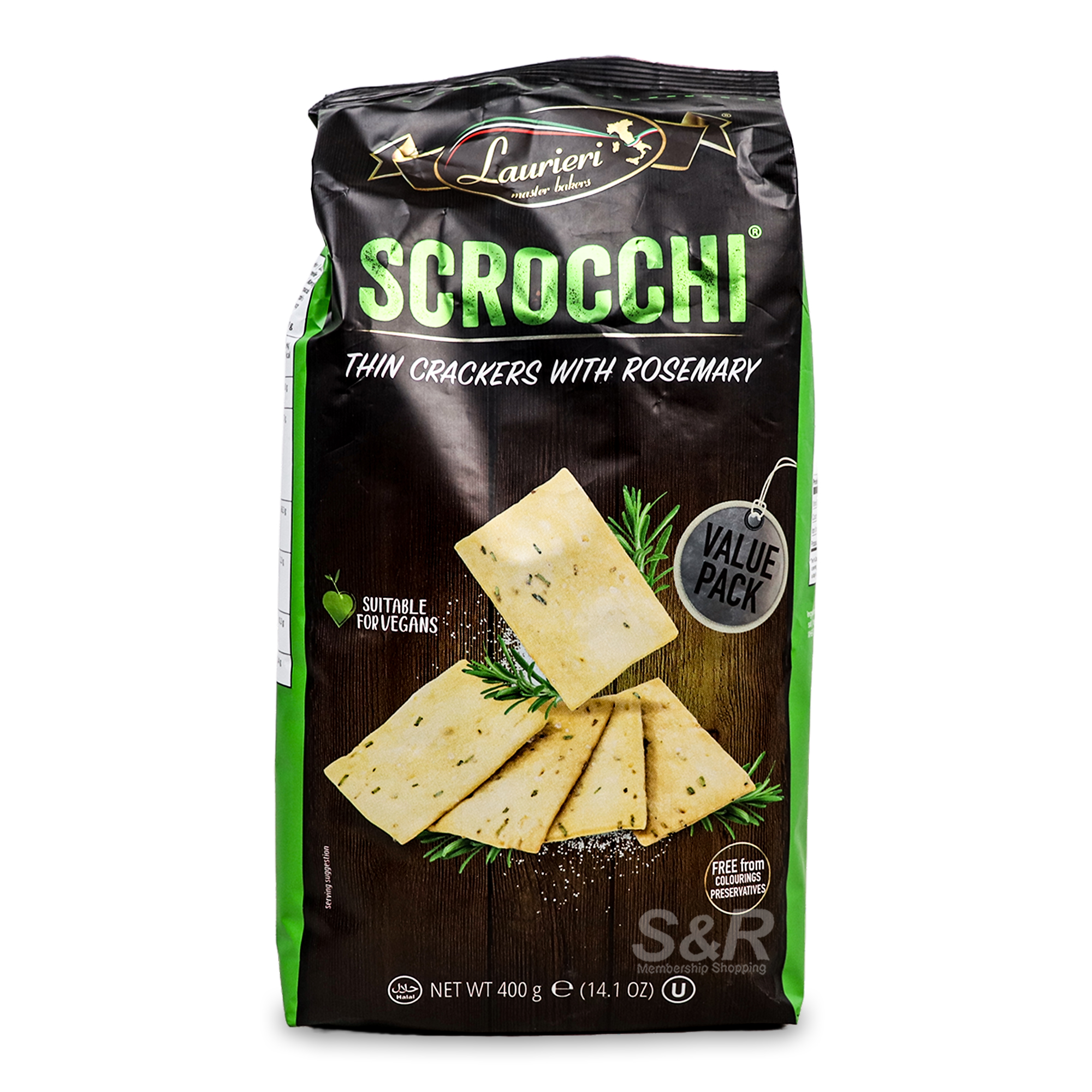 Laurieri Scrocchi Thin Crackers With Rosemary 400g Laurieri Scrocchi Thin Crackers With Rosemary 400g